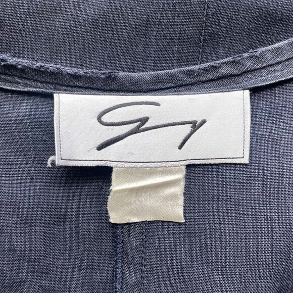 Genny 1980s Vintage Italian Navy Linen Double-Breasted Shift Dress Sz M L - Picture 6 of 7